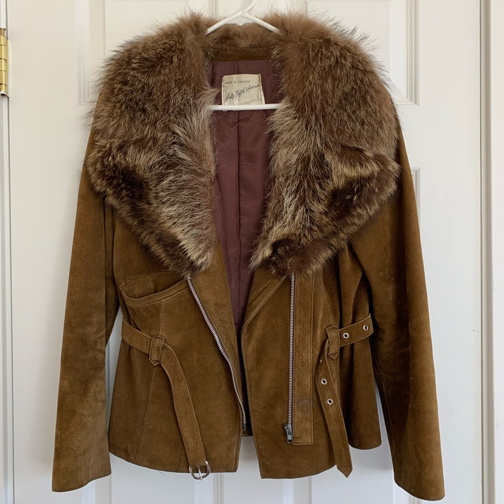 Vintage Saks Suede Leather Motorcyle Jacket